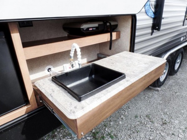 Catalina Legacy travel trailer exterior kitchen and bar